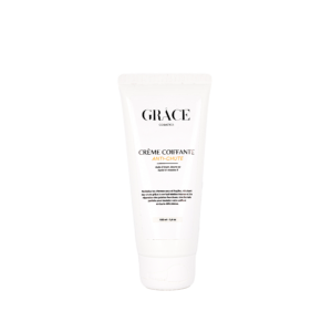 Crème coiffante anti-chute Grâce Cosmetics pour cheveux texturés, renforçant, nourrissant et favorisant la croissance pour des cheveux sains et volumineux.